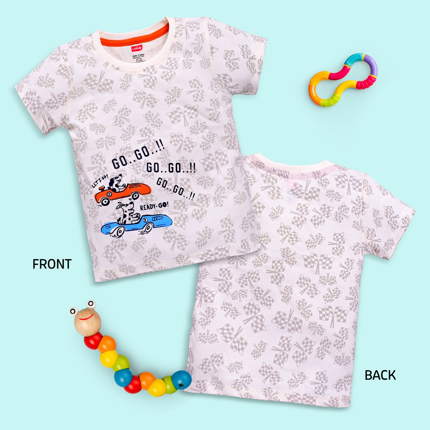 Baby Boys Regular Fit 100% Cotton Half Sleeve Boys T-Shirt Pack Of 5, Aurora Red, Sunflower, Sea Salt, Sharp Green & Papaya