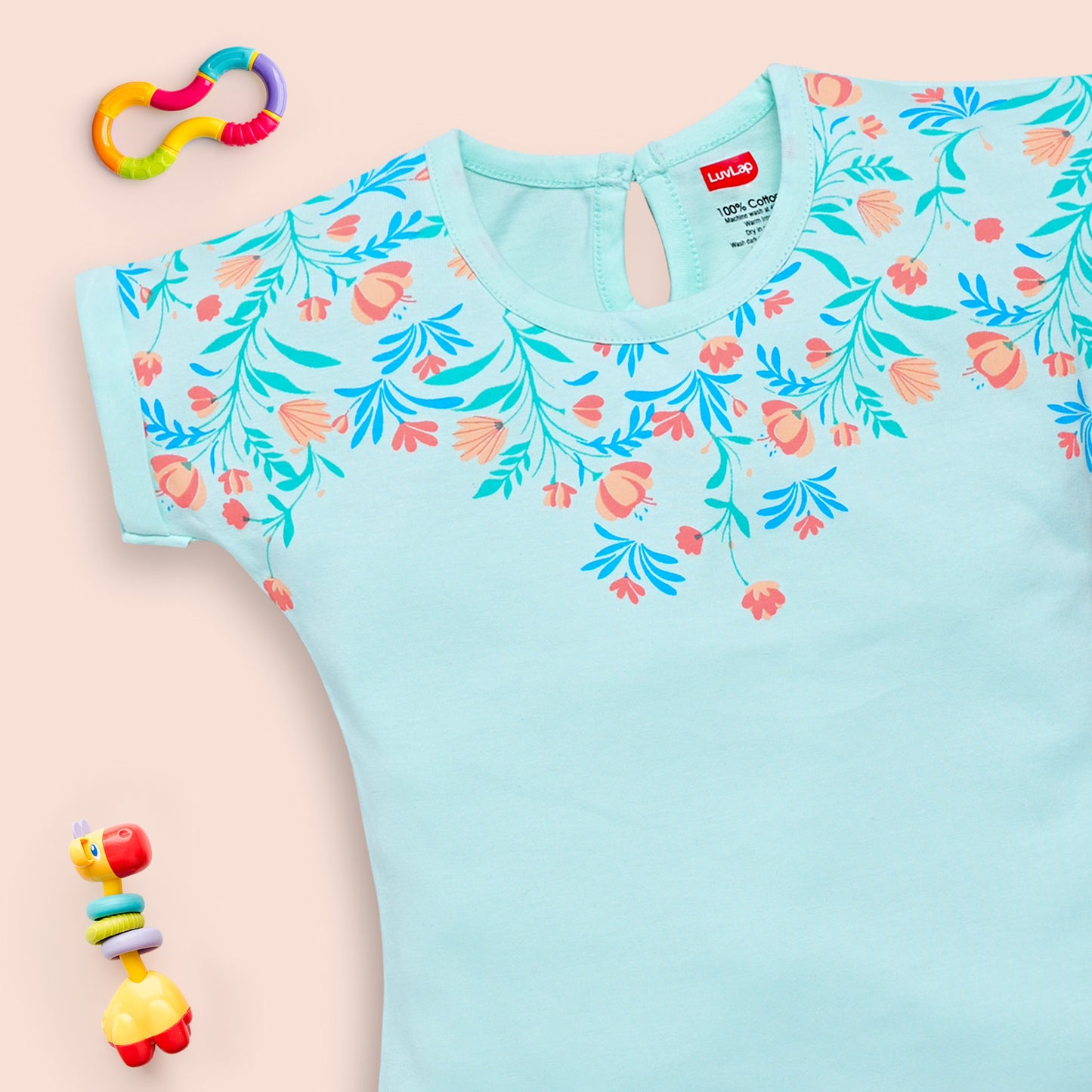 Baby Girls 100% Cotton Sleeveless Girls Top & Shorts Sets Pack Of 3, Soothing Sea, Off White & Sea Foam Green