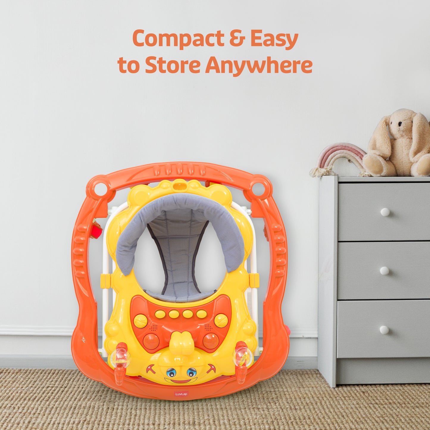 Starshine Baby Walker 9+ Months | 3 Level Height Adjustment Walker/Advanced Baby Activity Walker, Orange