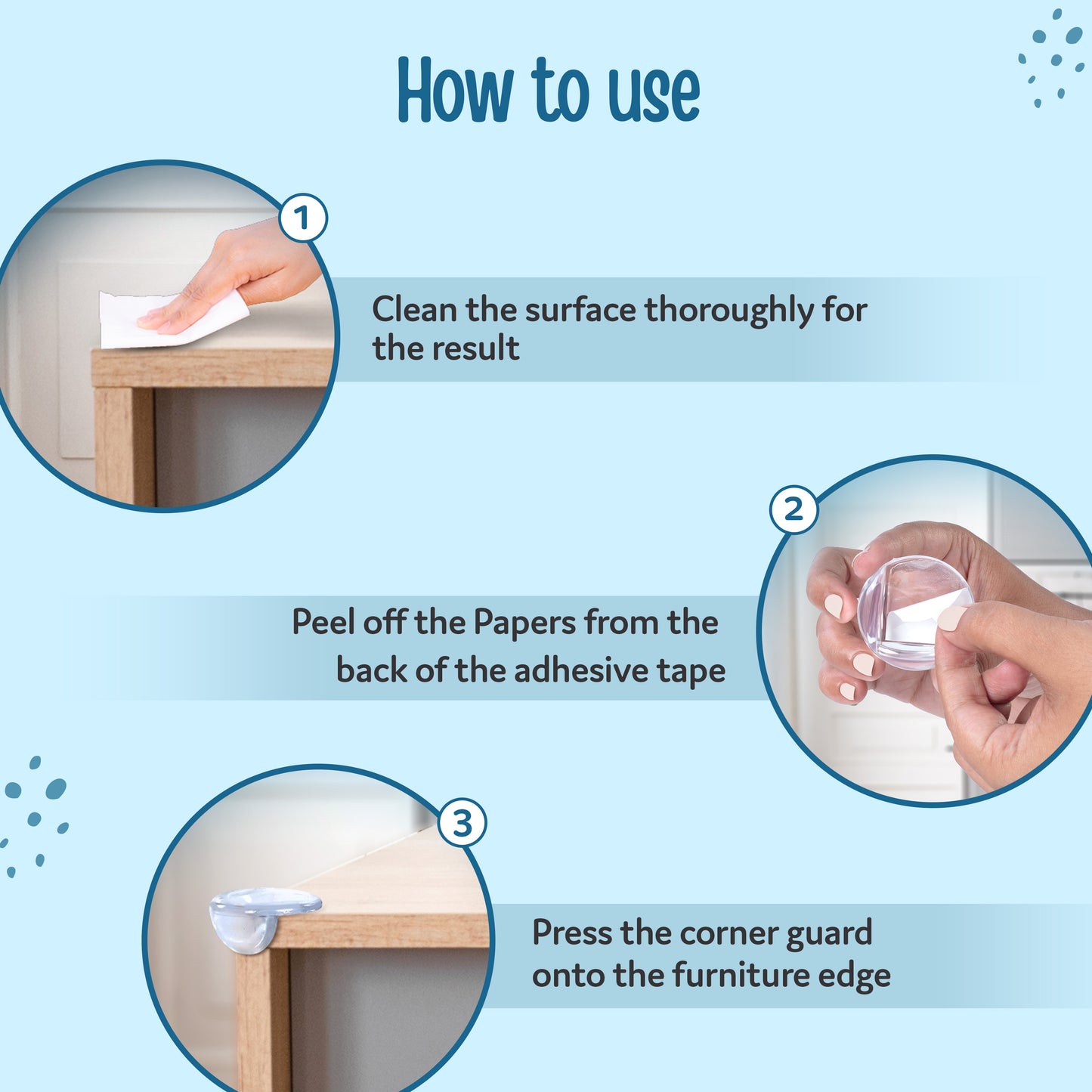 Luvlap Furniture Corner Guard for Baby Safety, 10 Pcs, Pre-Taped 3M Adhesive, Baby Silicon Corner Protector, Baby Proofing Edge Guards for Furniture, Non Toxic, BPA Free, Transparent, Round
