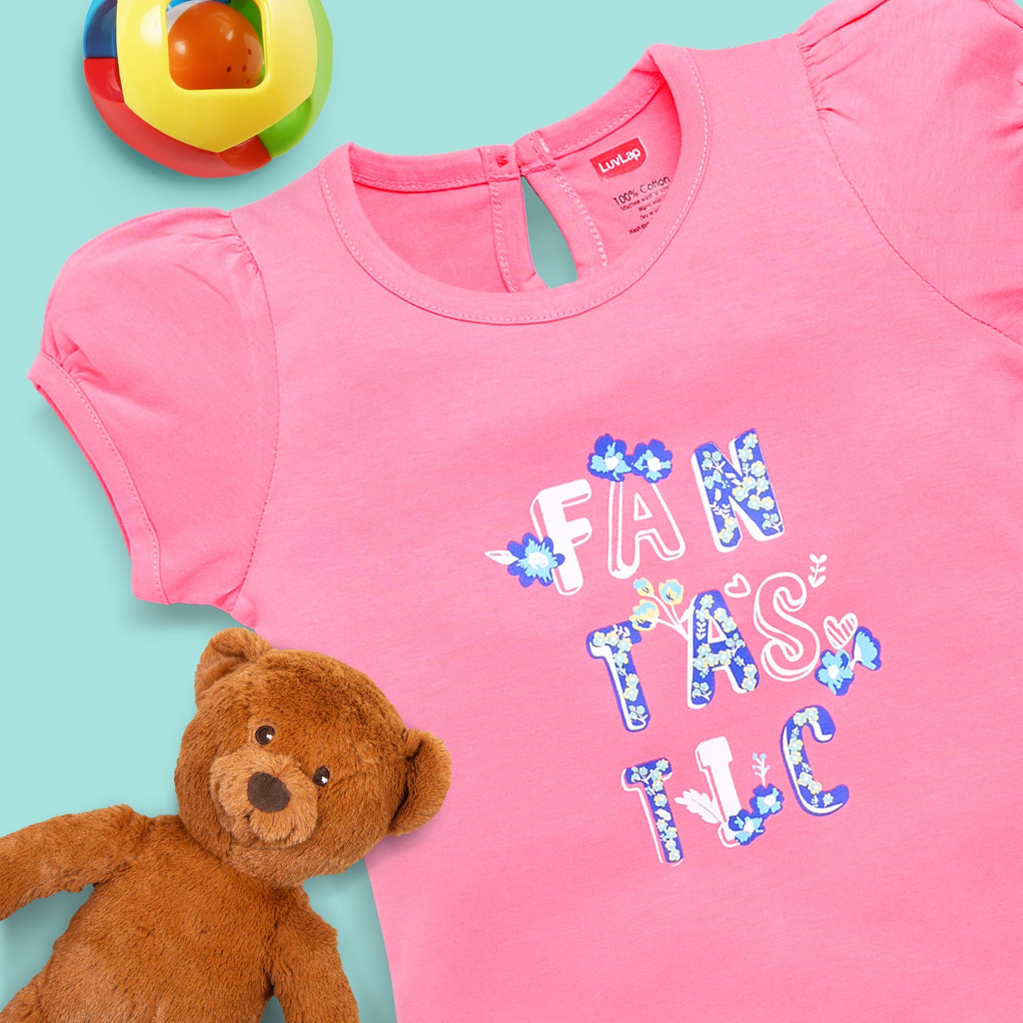 Baby Girls Regular Fit 100% Cotton Half Sleeves Girls Top CoSets Pack Of 3, Salmon Rose, Mint & Sunflower