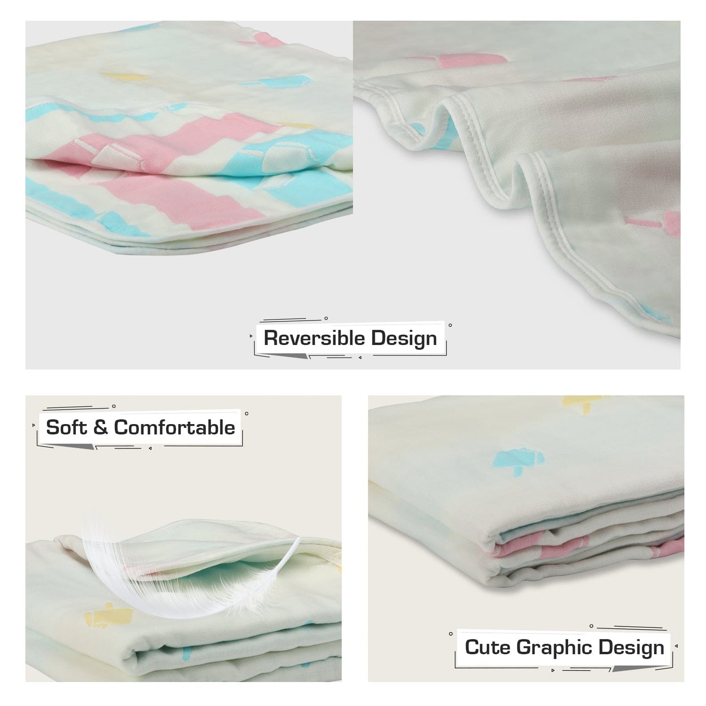 Baby Cotton Quilts Cum Wrappers, White Ice Cream