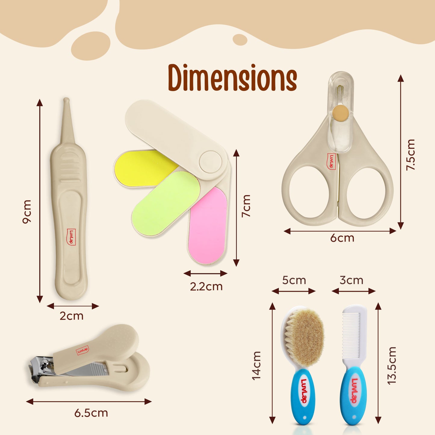 Baby Nail & Hair Grooming Set, Contains 4pcs Nail Grooming Kit & Hair Grooming Natural, Baby Comb & Brush Set with Soft bristles, Baby Nail Cutter, New Born Grooming Kit, 0m+