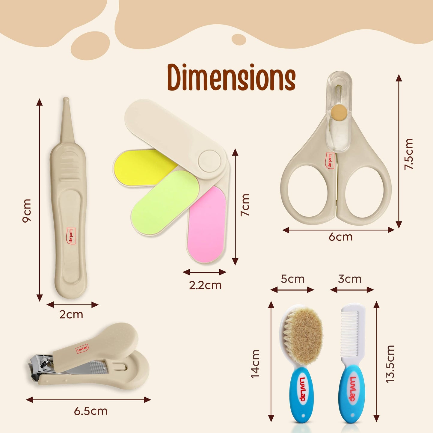 Baby Nail & Hair Grooming Set, Contains 4pcs Nail Grooming Kit & Hair Grooming Natural, Baby Comb & Brush Set with Soft bristles, Baby Nail Cutter, New Born Grooming Kit, 0m+