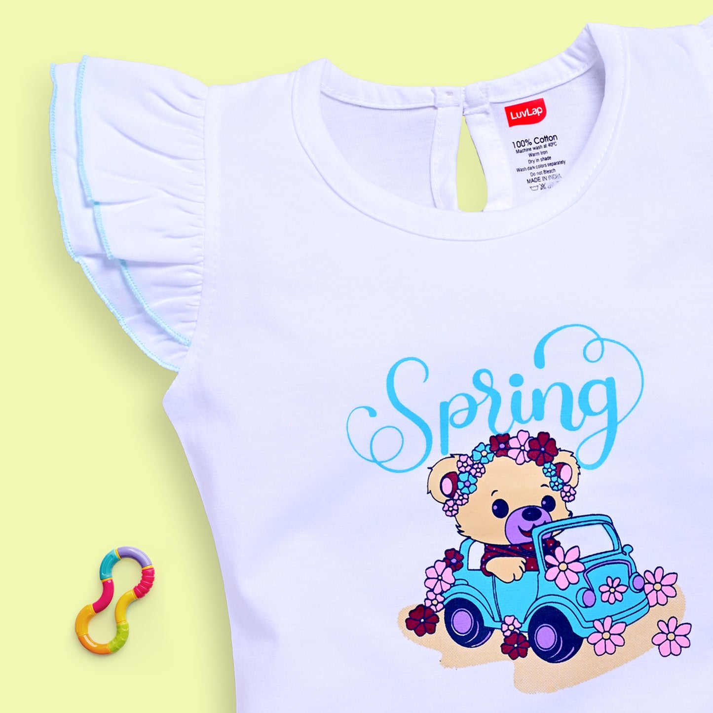 Baby Girls Regular Fit 100% Cotton Half Sleeves Girls Top CoSets Pack Of 3, White, Baby Pink & Sunflower