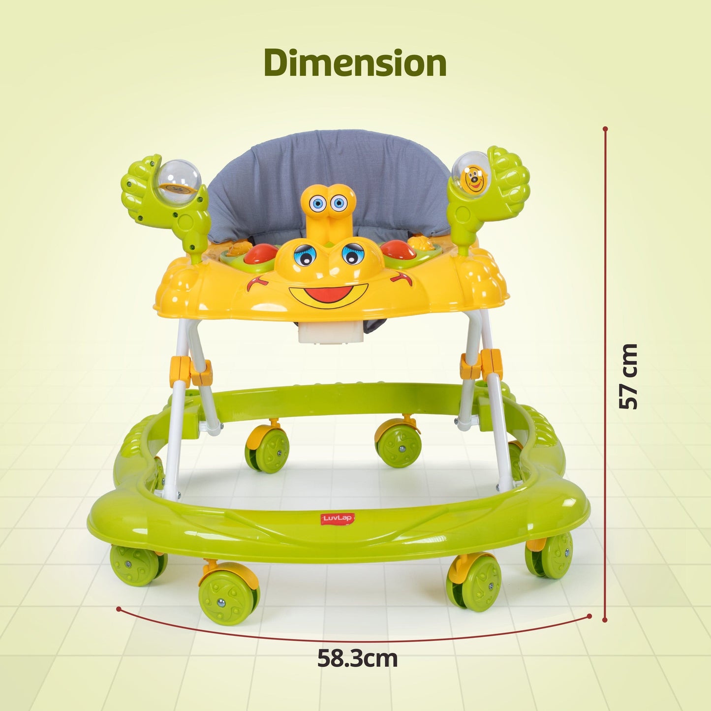 Starshine Baby Walker 9+ Months | 3 Level Height Adjustment Walker/Advanced Baby Activity Walker, Green