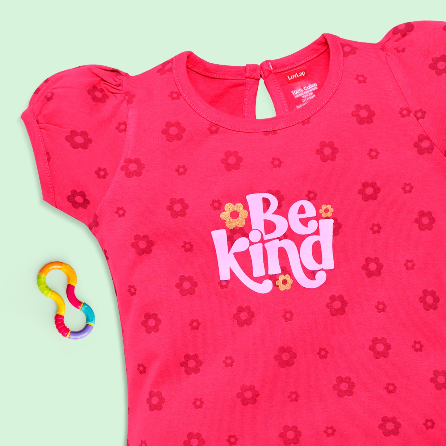 Baby Girls Regular Fit 100% Cotton Half Sleeves Girls Top CoSets Pack Of 3, Peach Whip, Mint & Coral Red