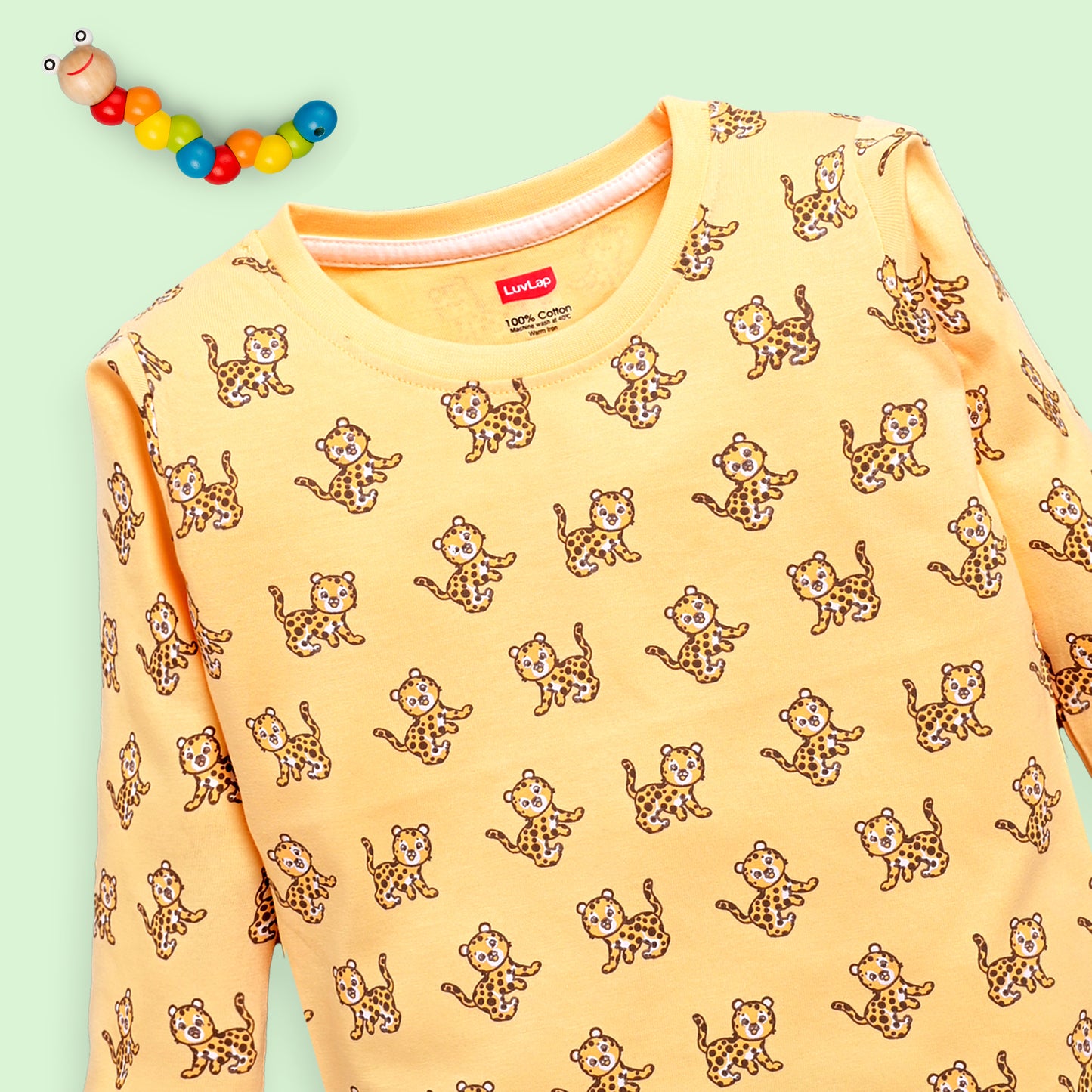 Baby Boys Regular Fit 100% Cotton Full Sleeves Boys T-Shirts Sets Pack Of 4, Mint, Light Peach, Mango & Papaya