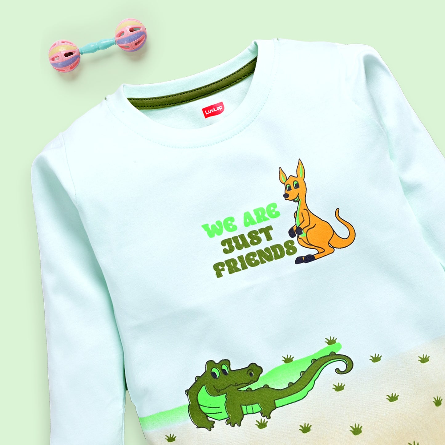Baby Boys Regular Fit 100% Cotton Full Sleeves Boys T-Shirts Sets Pack Of 4, Mint, Light Peach, Mango & Papaya