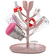 Baby Bottle Drying Rack, 360?? rotatable axis, high capacity, compact, space saving, portable bottle dryer with nipple holder, Suitable for sipper cups, breast pump parts & feeding accessories (Pink)