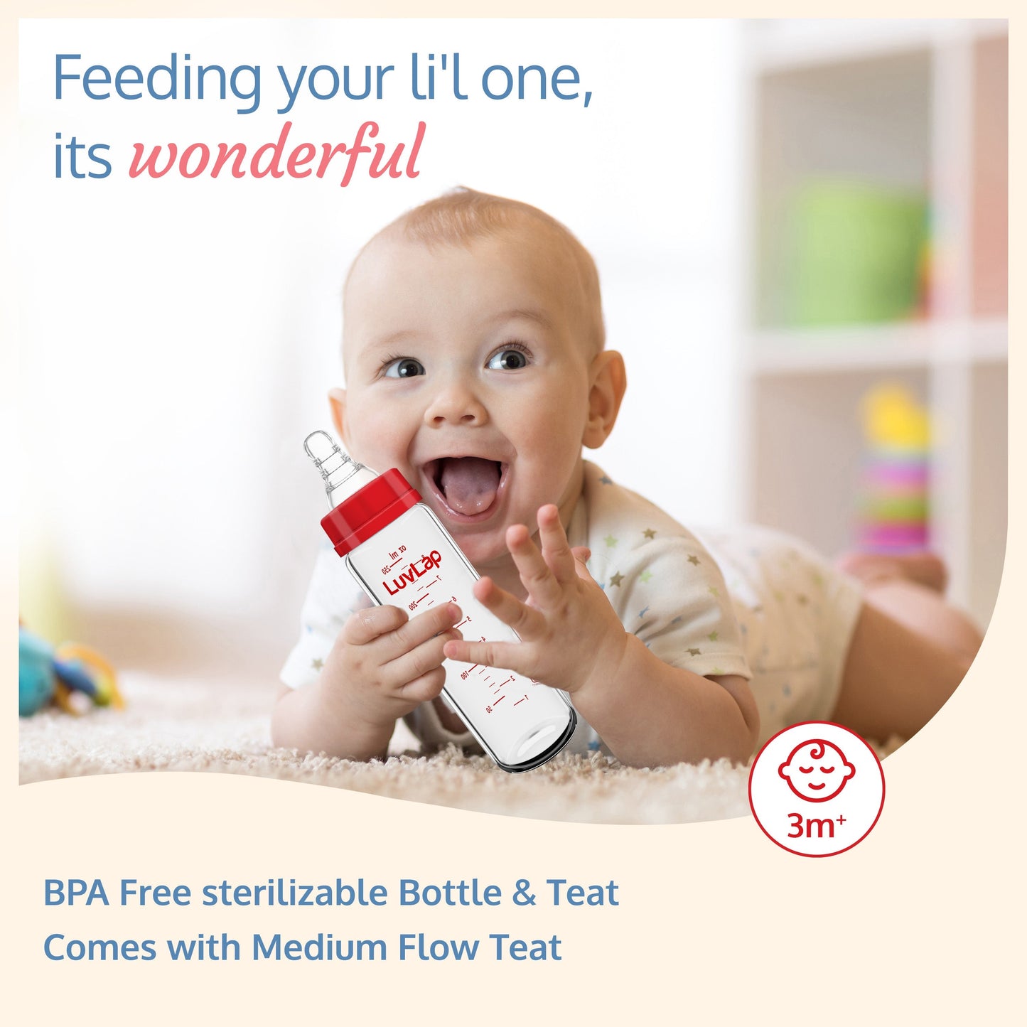 Essential Slim Neck Glass Feeding Bottle, Pack of 2, 250ml