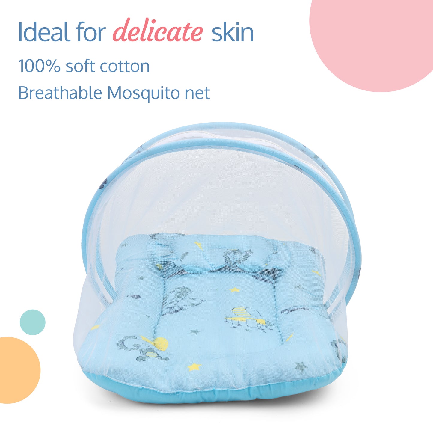 LuvLap Net Pillow Mattress Blue Pilot Print