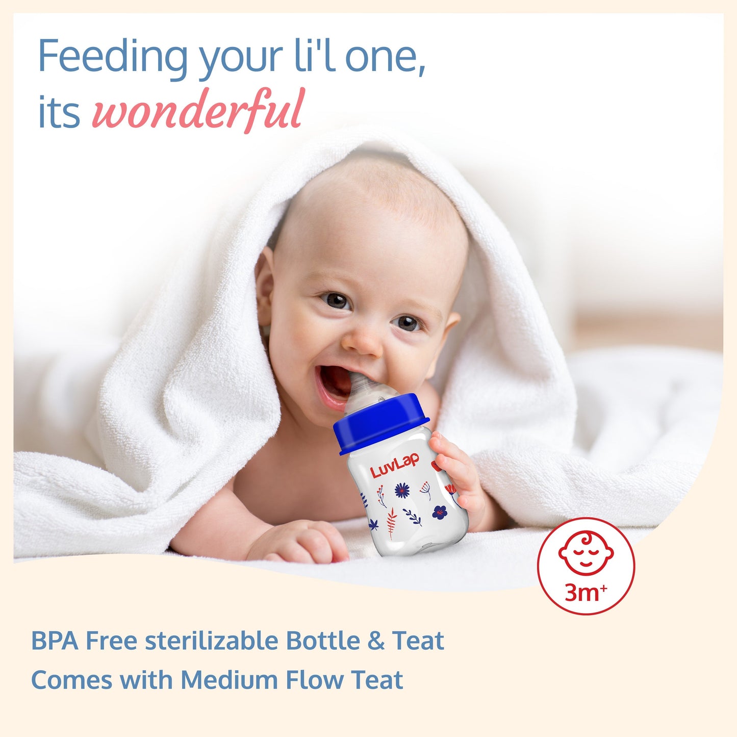 Anti-Colic Wide Neck Natura Flo Baby Feeding Bottle, 150ml (Pack of 2)