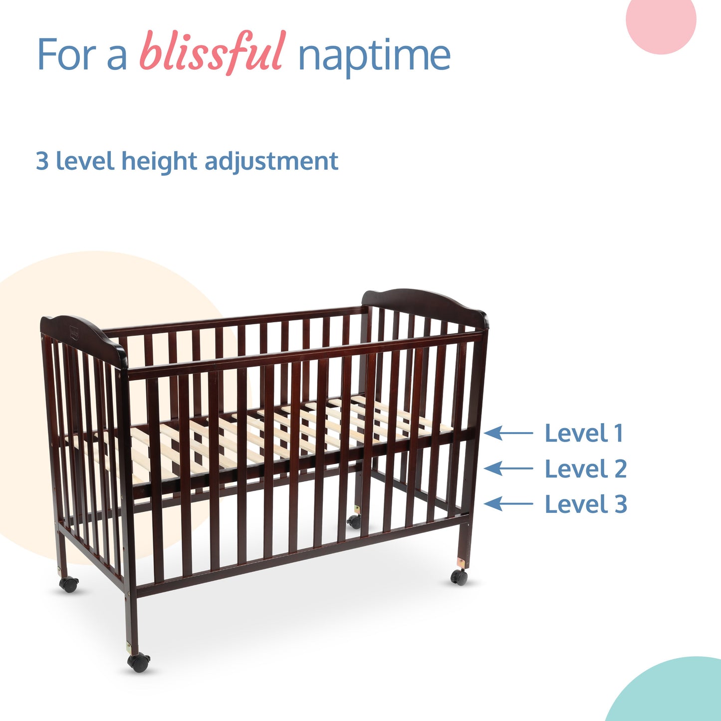 Baby Wooden Cot, C-60, Dark Brown
