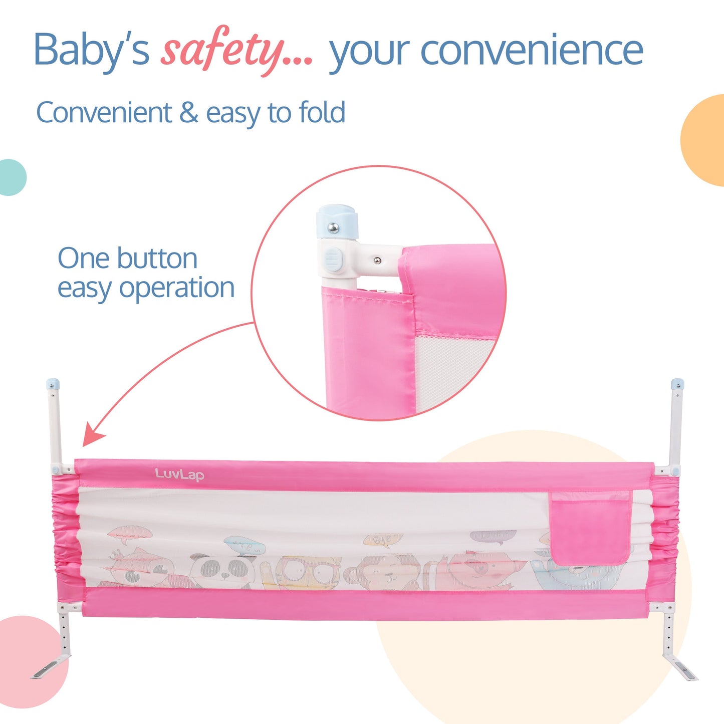 Comfy Baby Bed Rail, Pink