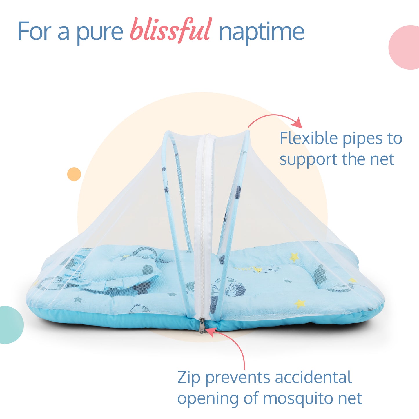 LuvLap Net Pillow Mattress Blue Pilot Print