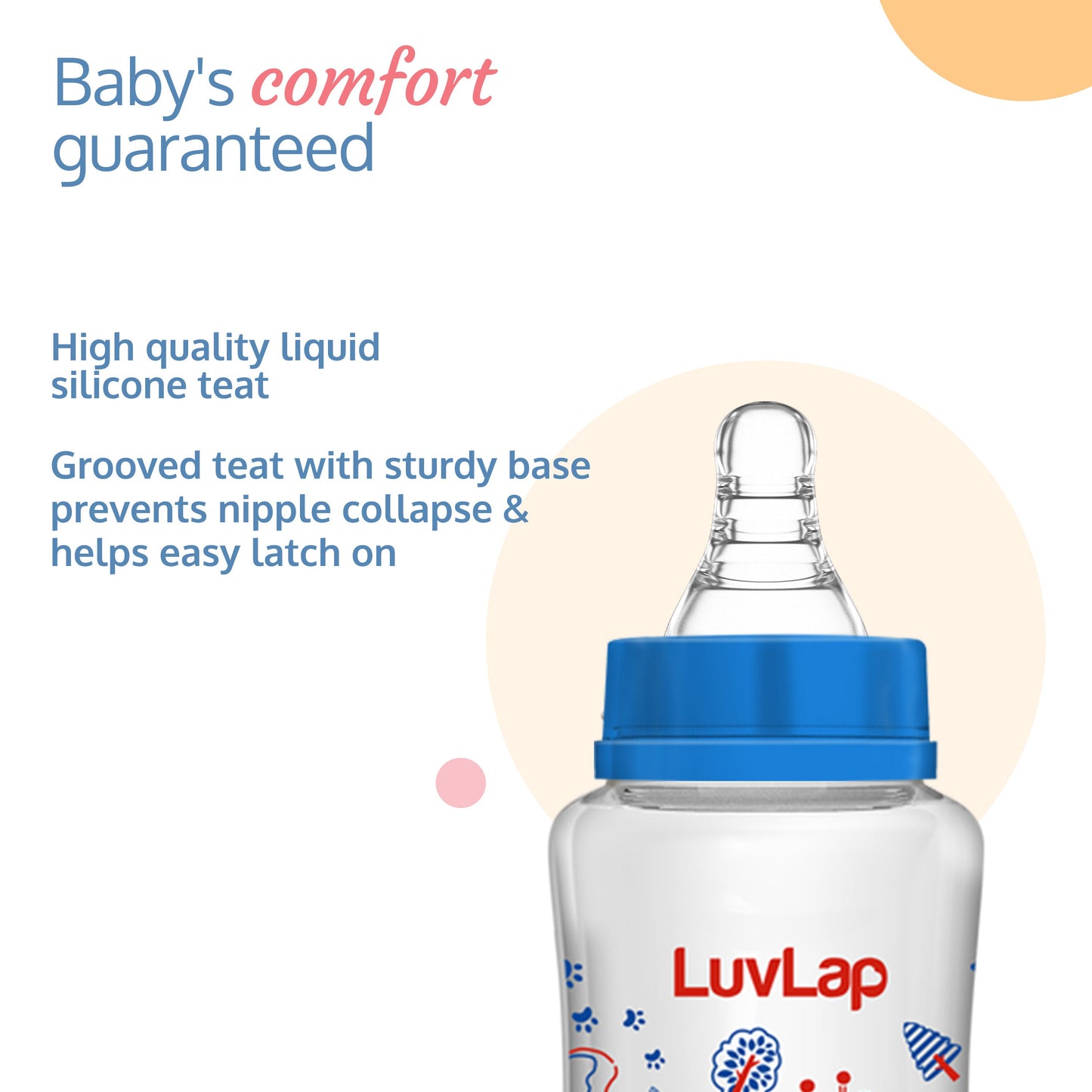 Anti-Colic Slim Neck Essential Baby Feeding Bottle, 250ml, Jungle Tales (Blue)