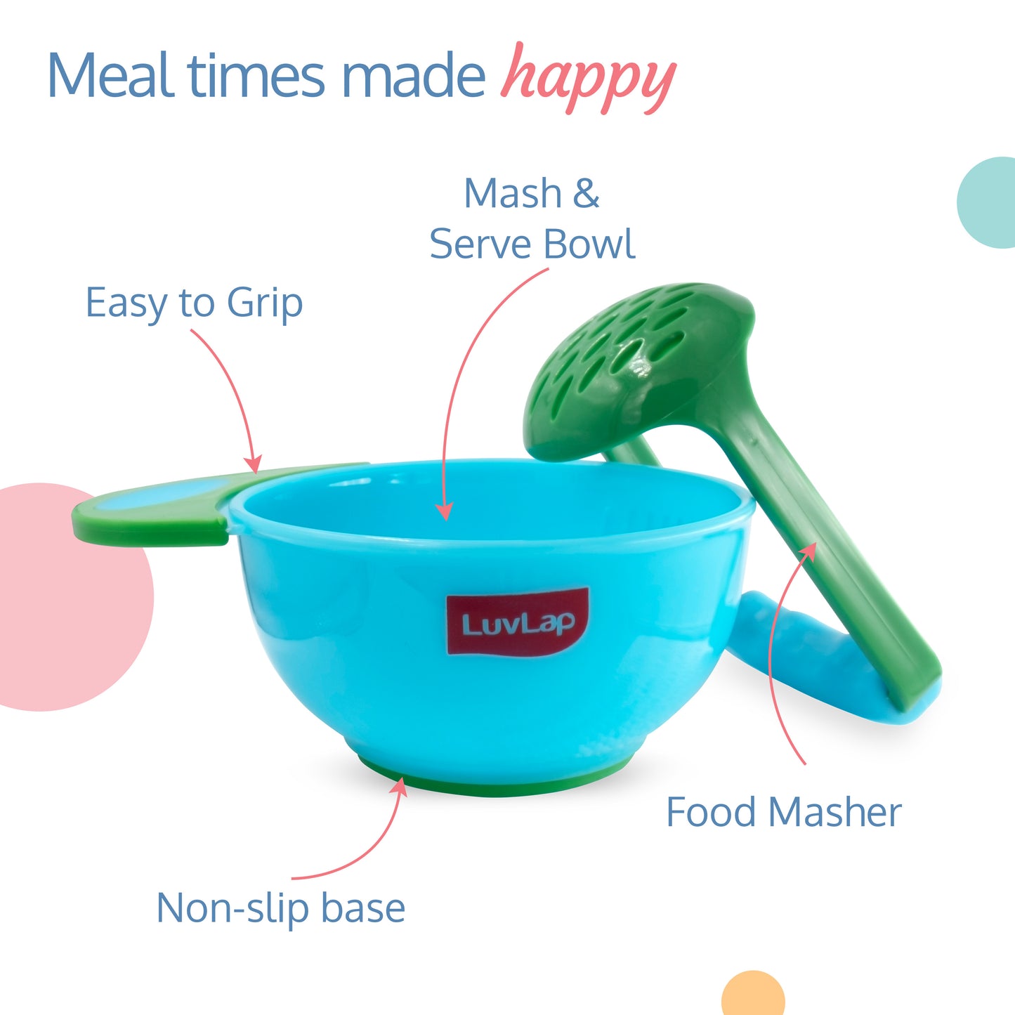 Baby Food Grinding Cum Feeding Bowl, Green & Blue