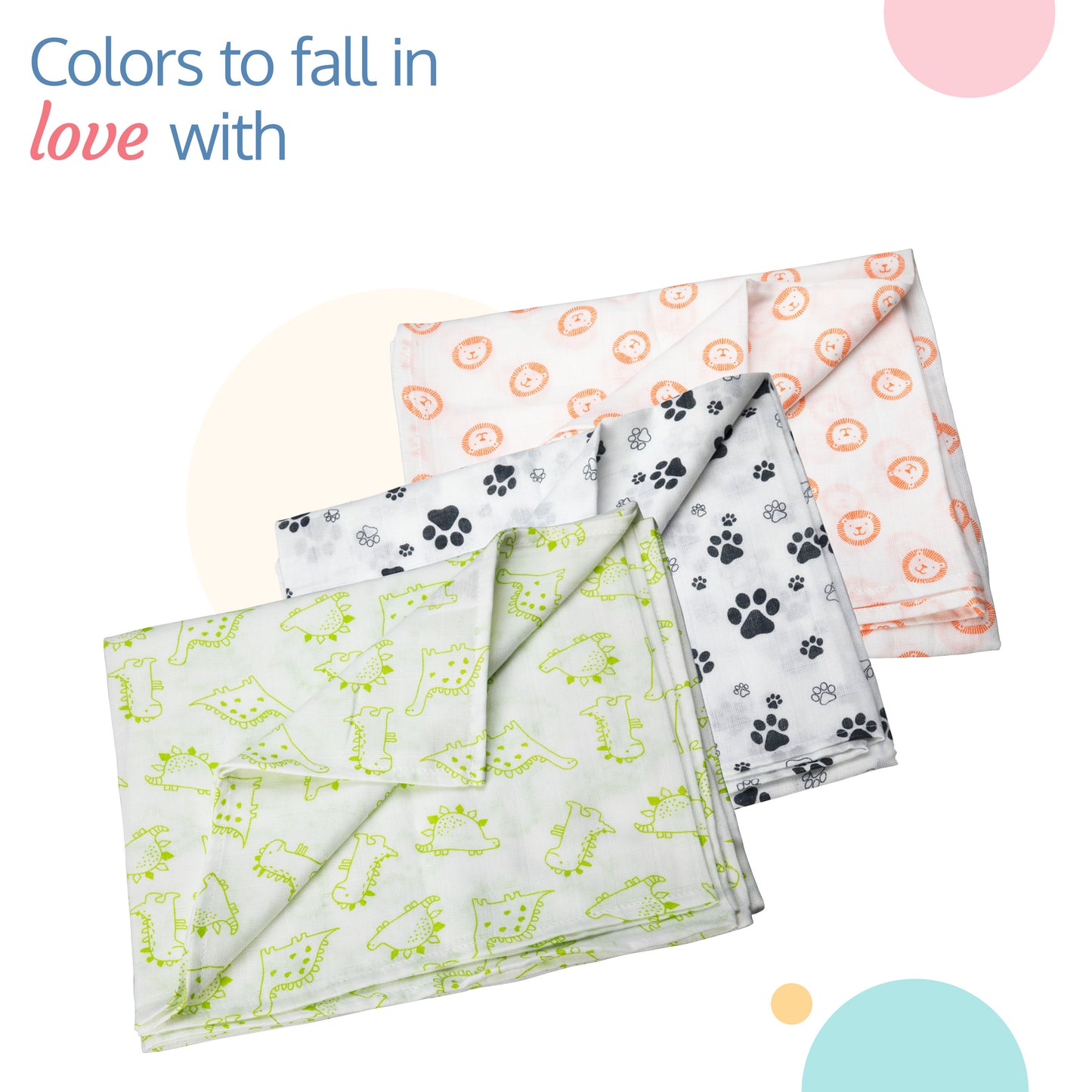Muslin Baby Swaddle, White, Animals