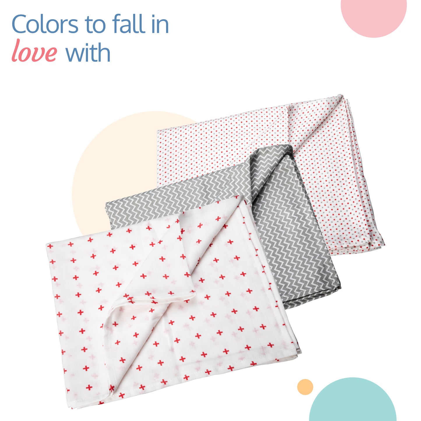 Muslin Baby Swaddle, White, Dots