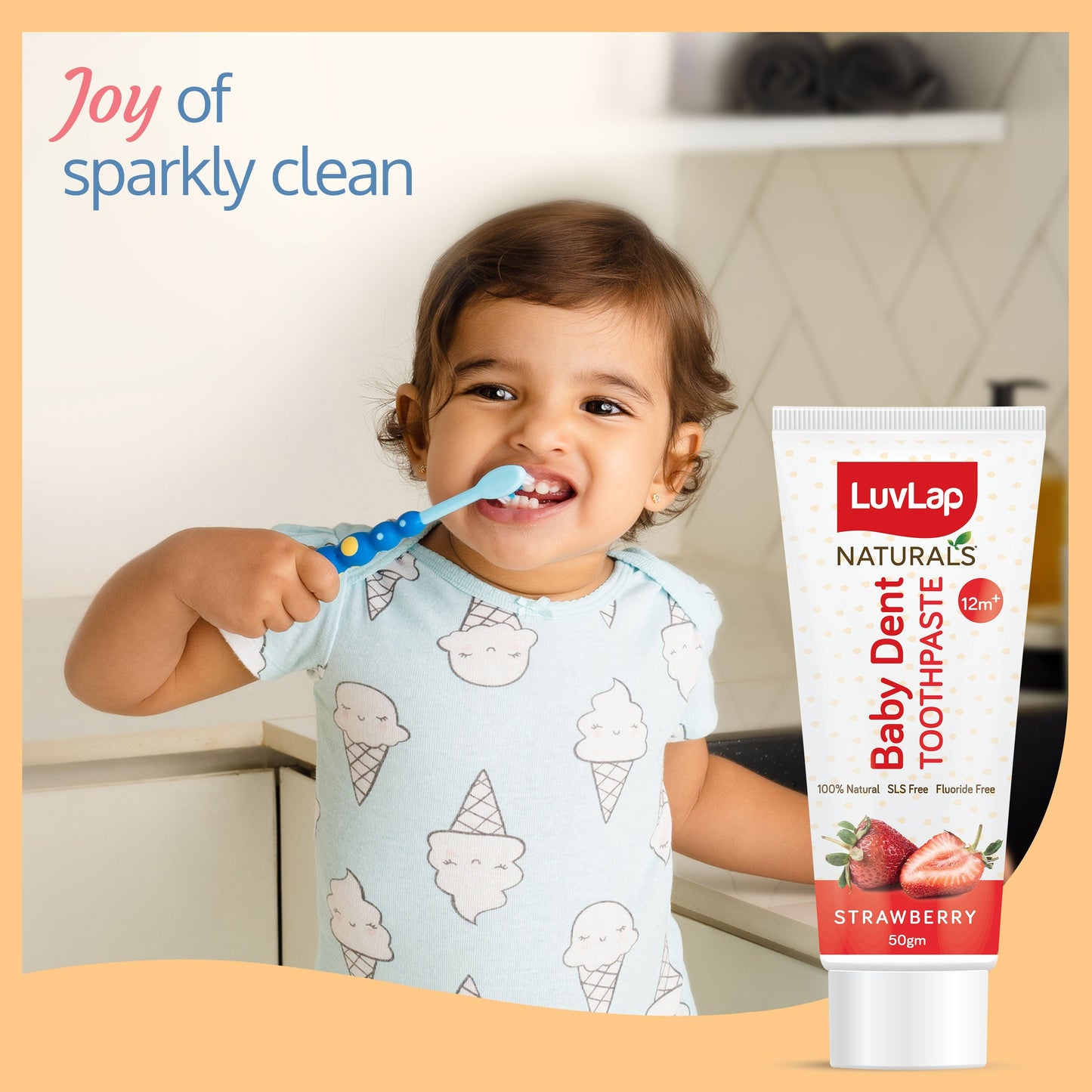 Naturals Baby Dent 100% Natural Toothpaste for Kids, Strawberry Flavour, 50g