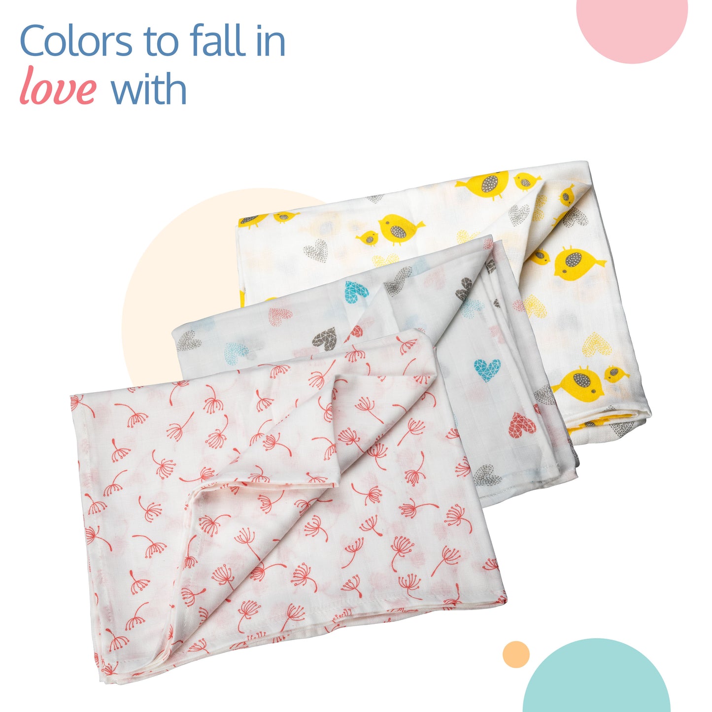 Muslin Baby Swaddle, White, Birds