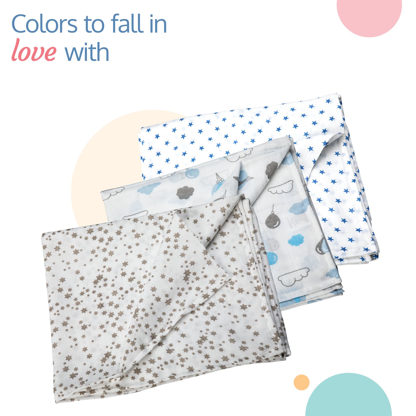 Muslin Baby Swaddle, White, Stars