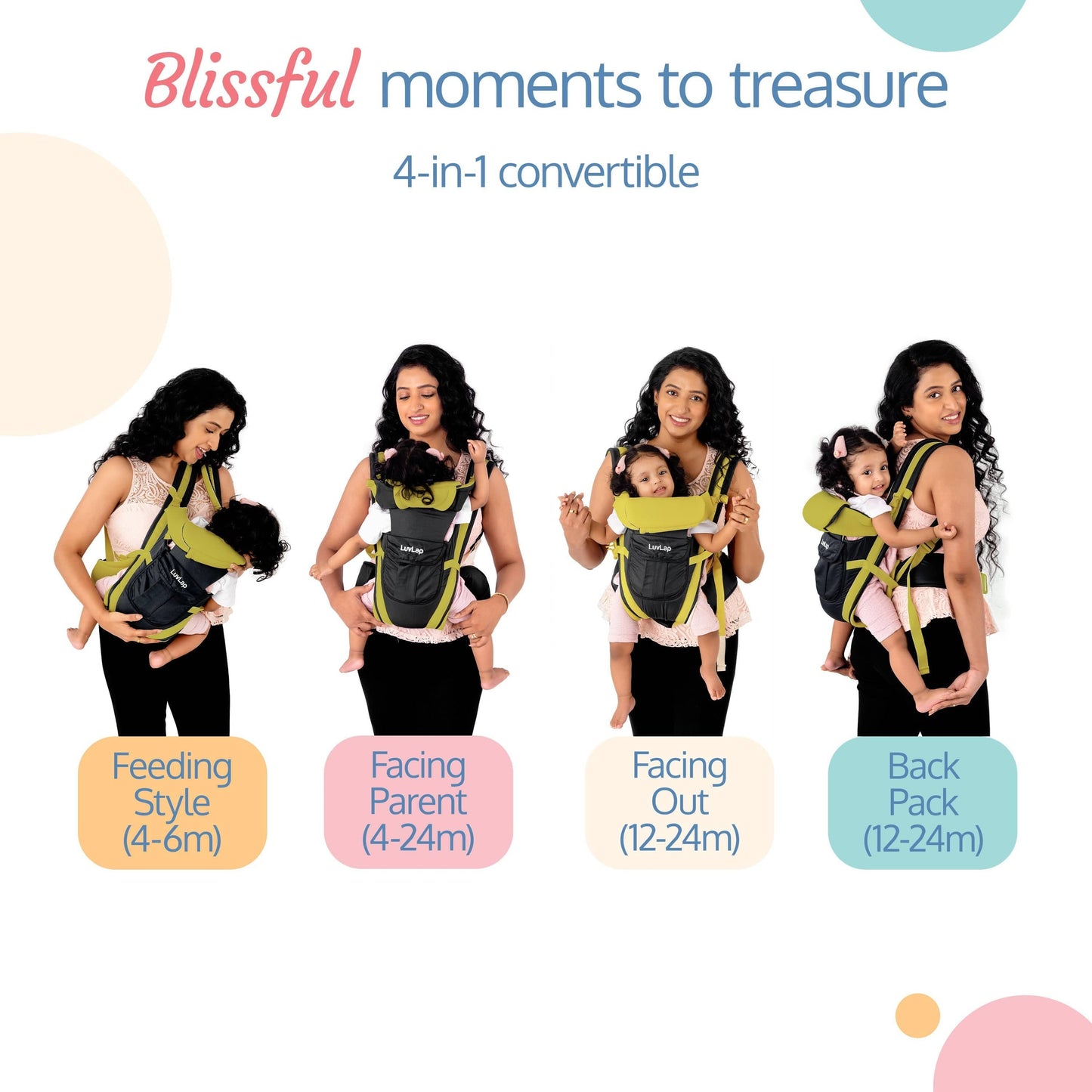 Elegant Baby Carrier, Black/Green