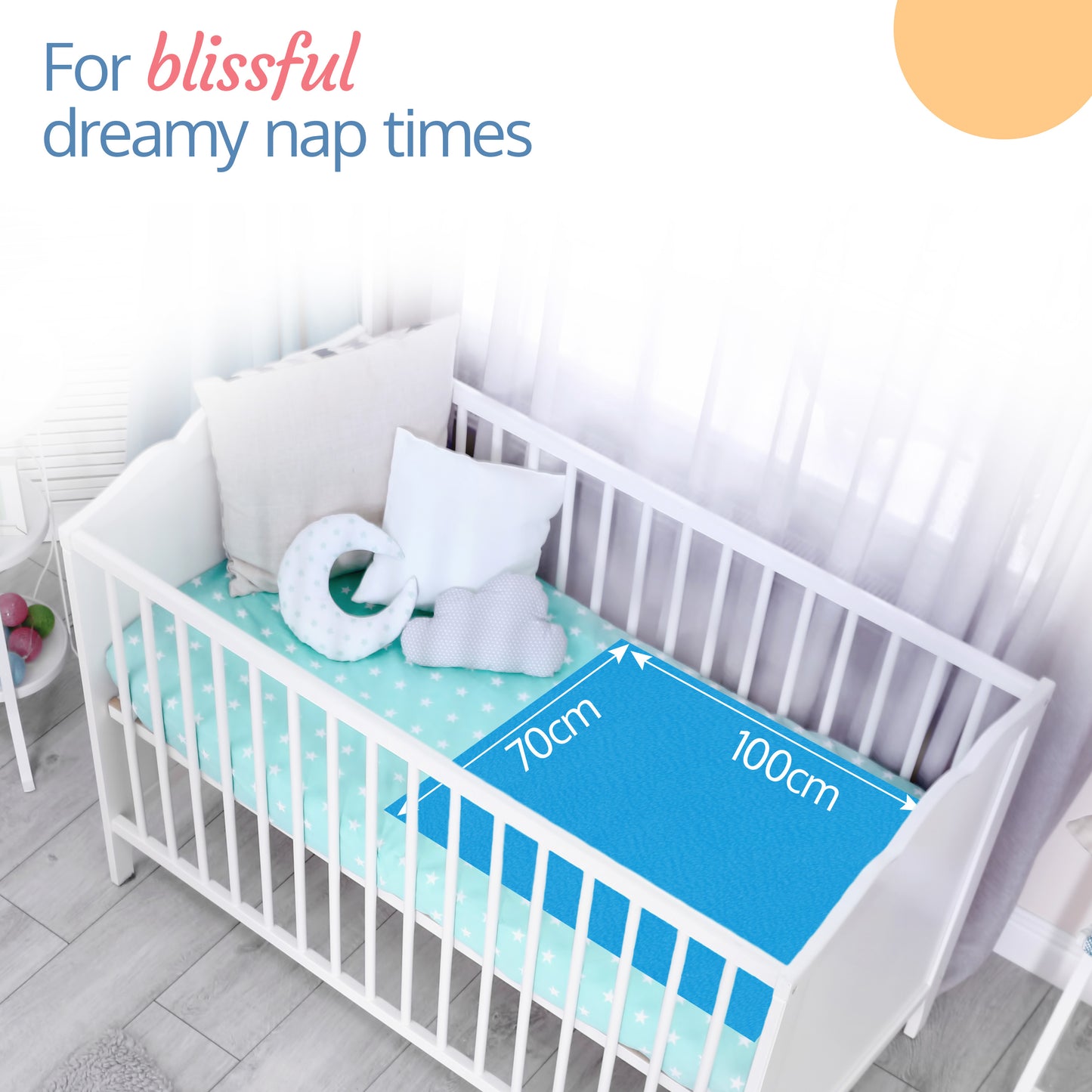 Instadry Baby Bed Protector, Royal Blue, Medium