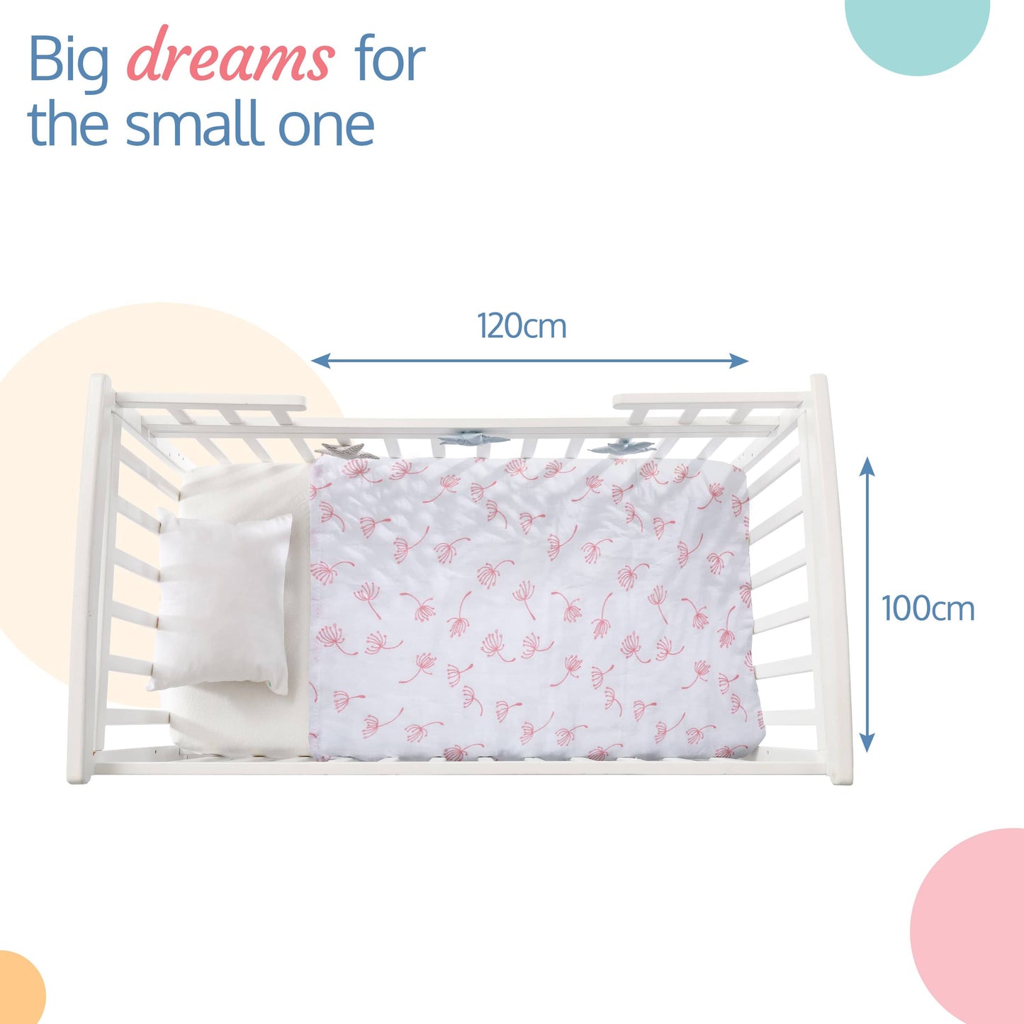 Muslin Baby Swaddle, White, Birds