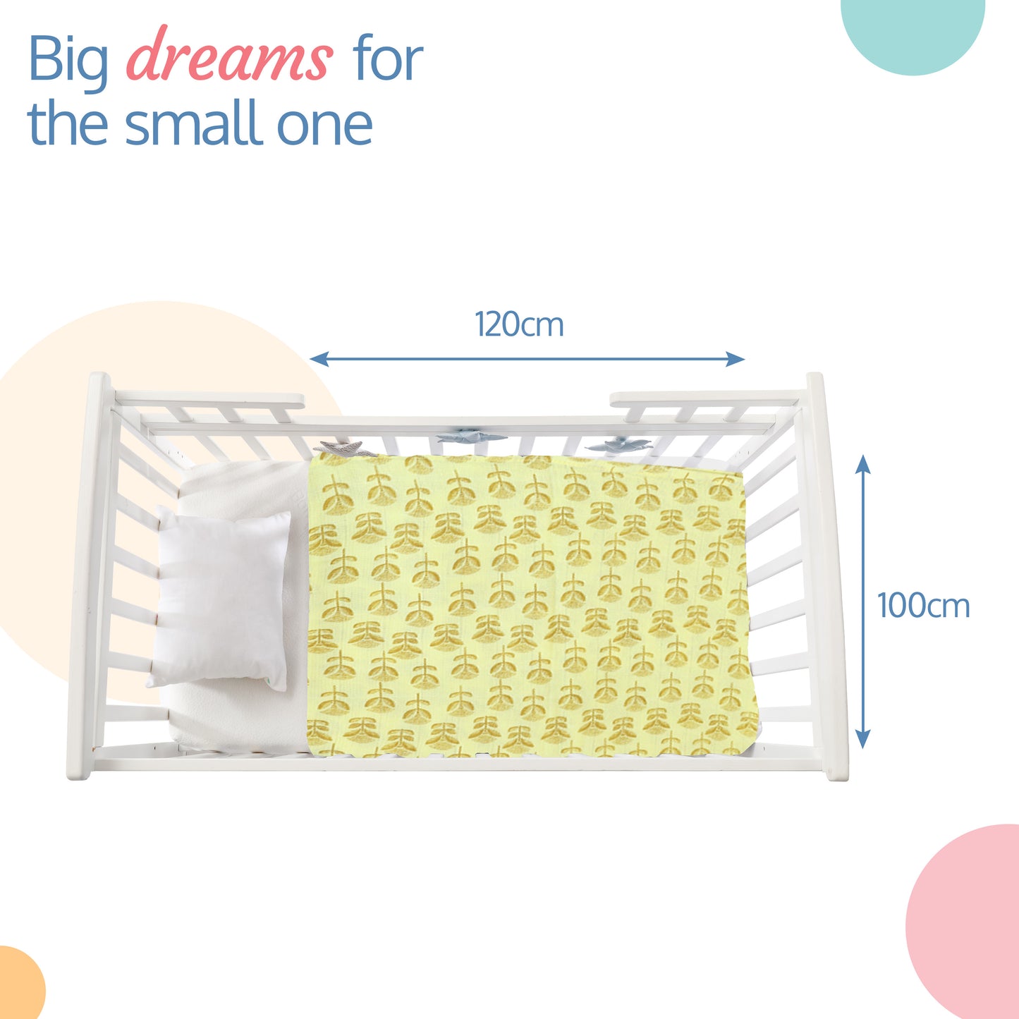 100% Cotton Muslin Baby Swaddles set, Pineapple Leaves Print, 0-18 Month+, Pack of 3