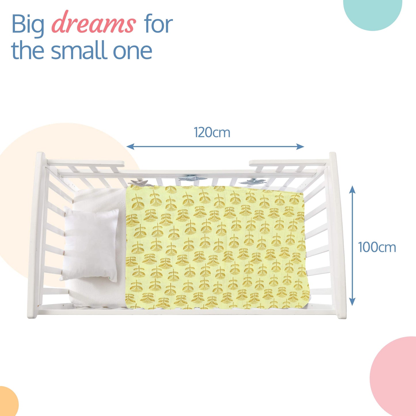 100% Cotton Muslin Baby Swaddles set, Pineapple Leaves Print, 0-18 Month+, Pack of 3