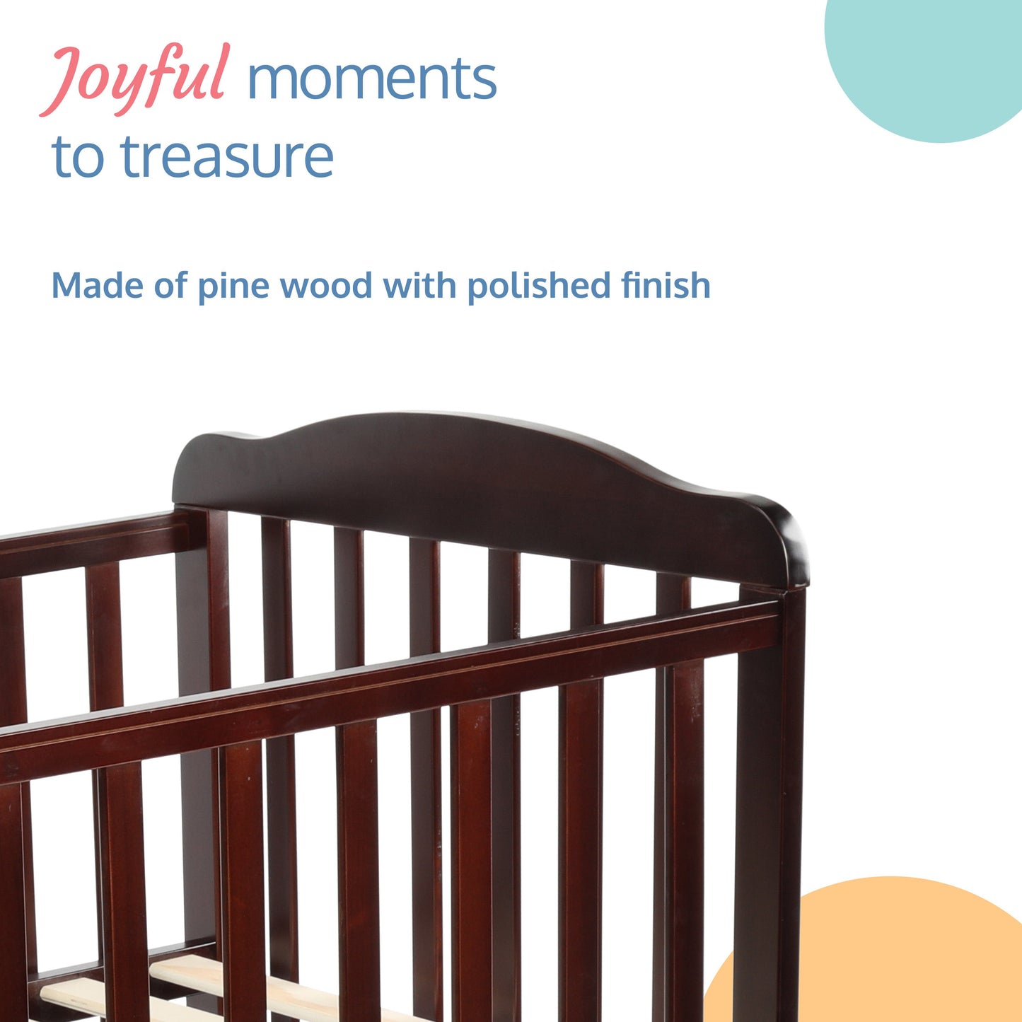 Baby Wooden Cot, C-60, Dark Brown