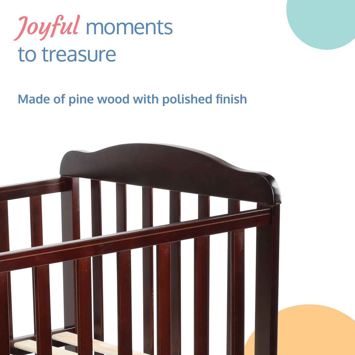 Baby Wooden Cot, C-60, Dark Brown