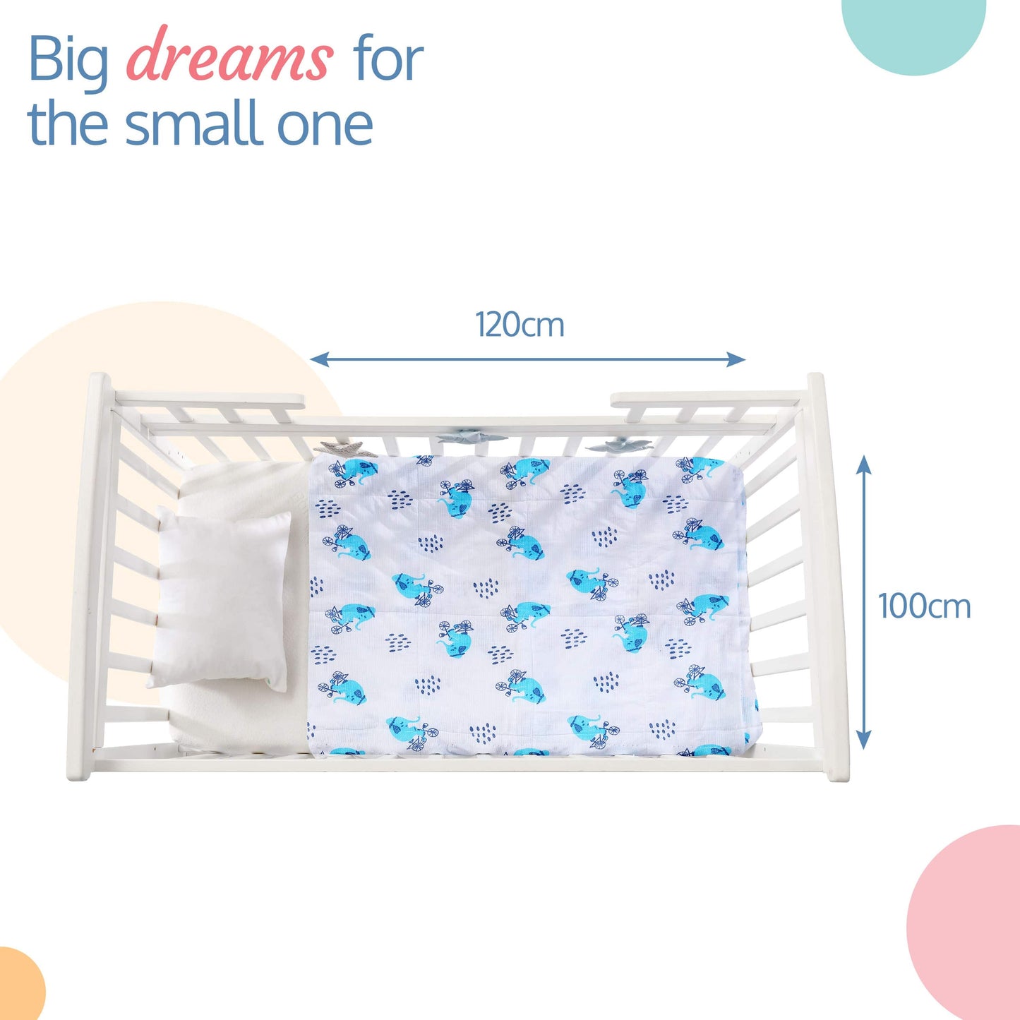 Cotton Hooded Wrapper Bus Print (Sky Blue)