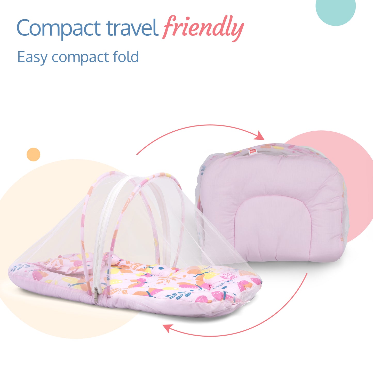 LuvLap Net Pillow Mattress Pink Butterfly Print