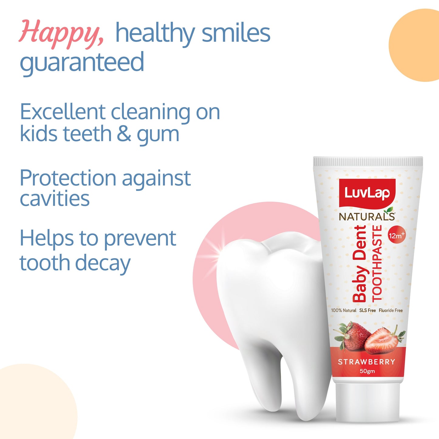 Naturals Baby Dent 100% Natural Toothpaste for Kids, Strawberry Flavour, 50g