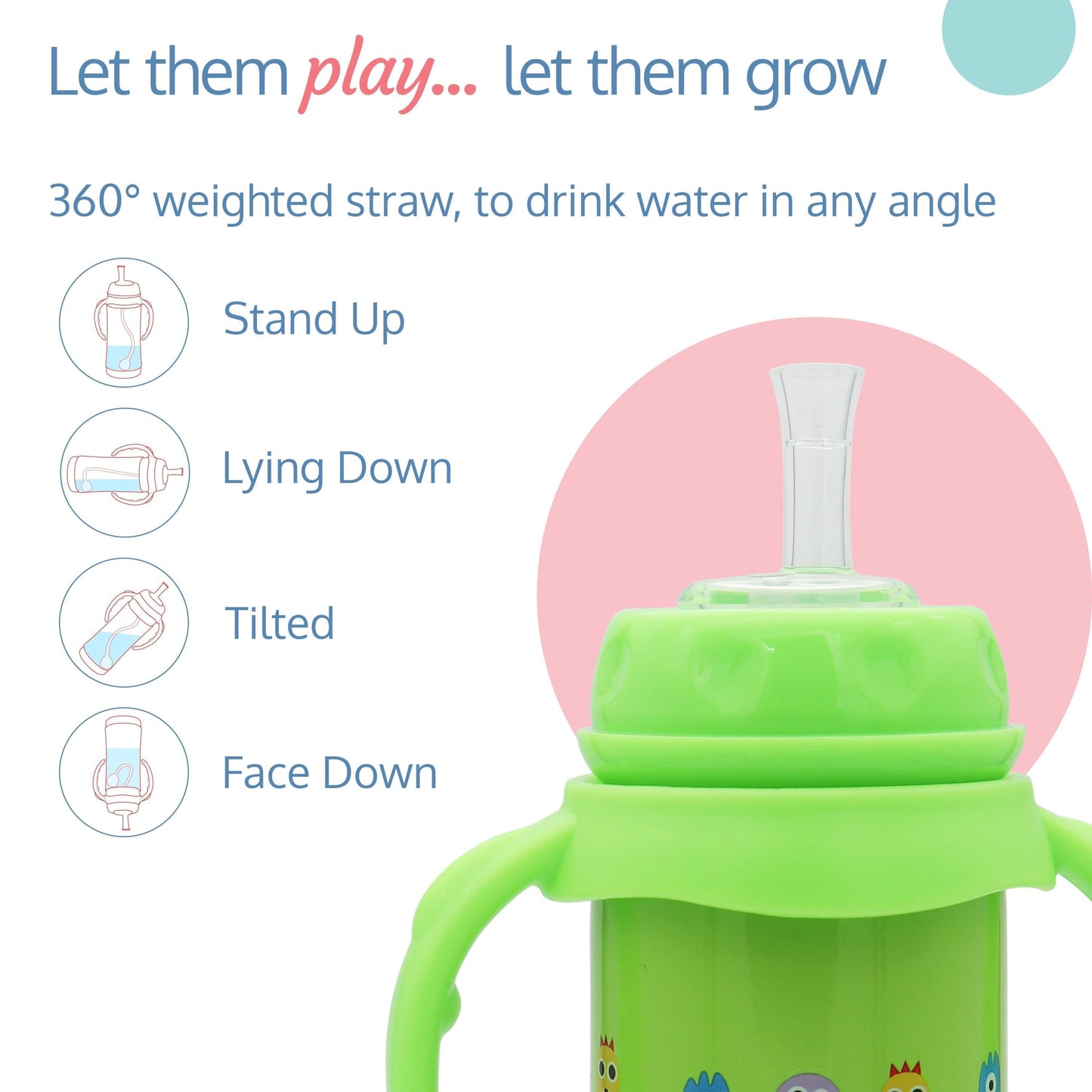 4 in 1 Slim Neck Steel Baby bottle cum Sipper, Green, 240 ml