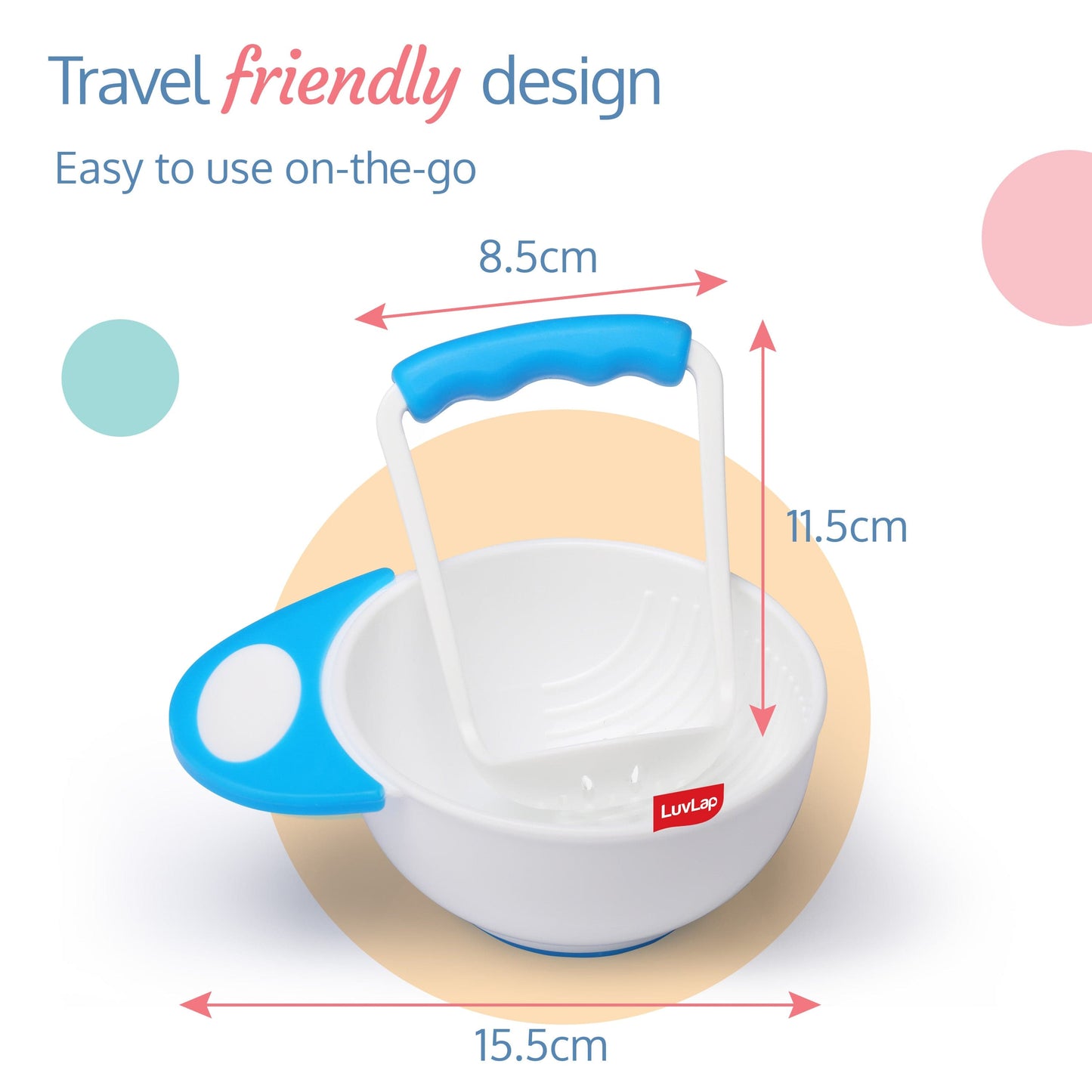 Baby Food Grinding Cum Feeding Bowl, White & Blue