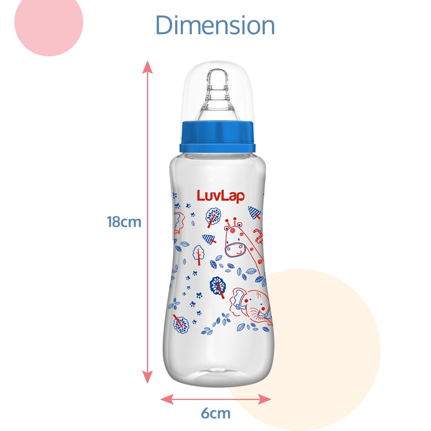 Anti-Colic Slim Neck Essential Baby Feeding Bottle, 250ml, Jungle Tales (Blue)