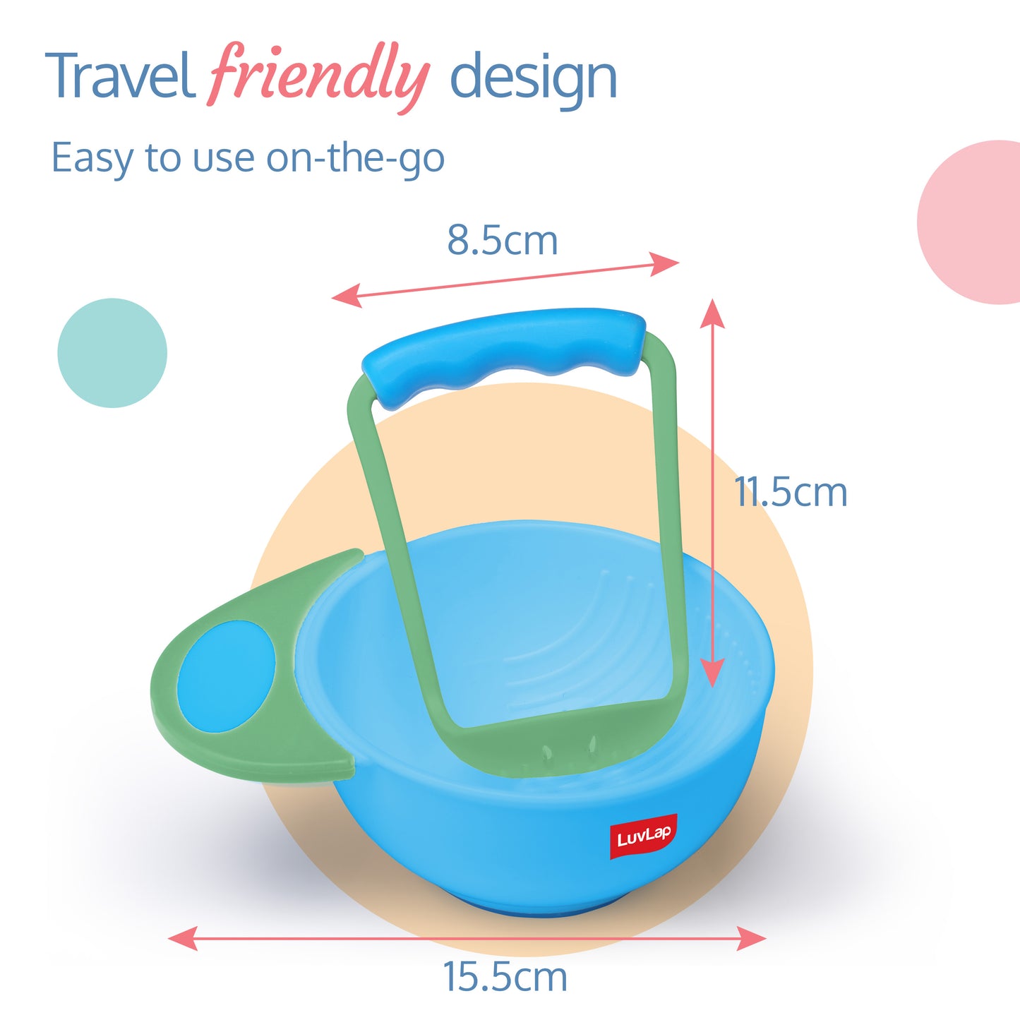 Baby Food Grinding Cum Feeding Bowl, Green & Blue