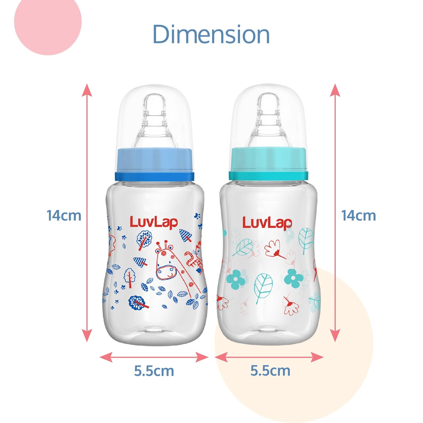Anti-Colic Slim/Regular Neck Essential Baby Feeding Bottle, 125ml (Pack of 2)