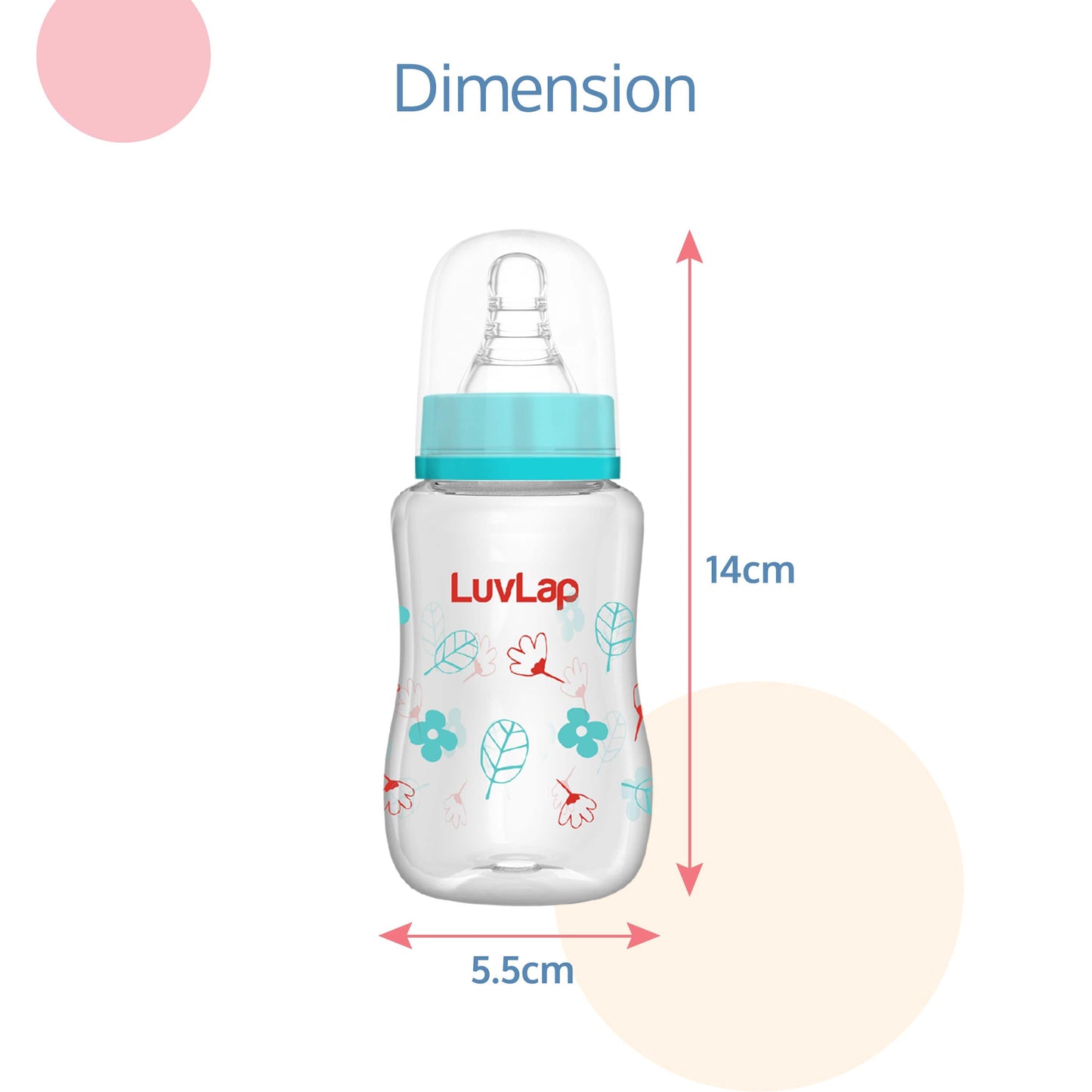 Anti-Colic Slim Neck Essential Baby Feeding Bottle, 125ml, Wild Flower