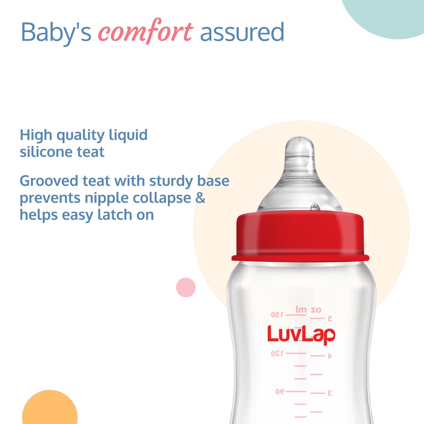 Natura Flo Wide Neck Glass Feeding Bottle, Pack of 2, 150ml