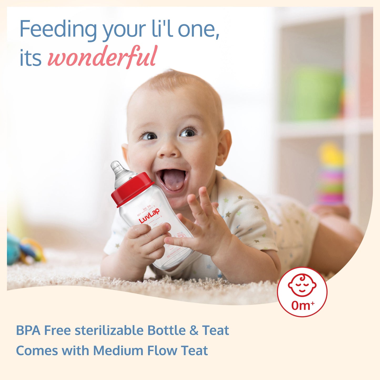 Natura Flo Wide Neck Glass Feeding Bottle, Pack of 2, 150ml