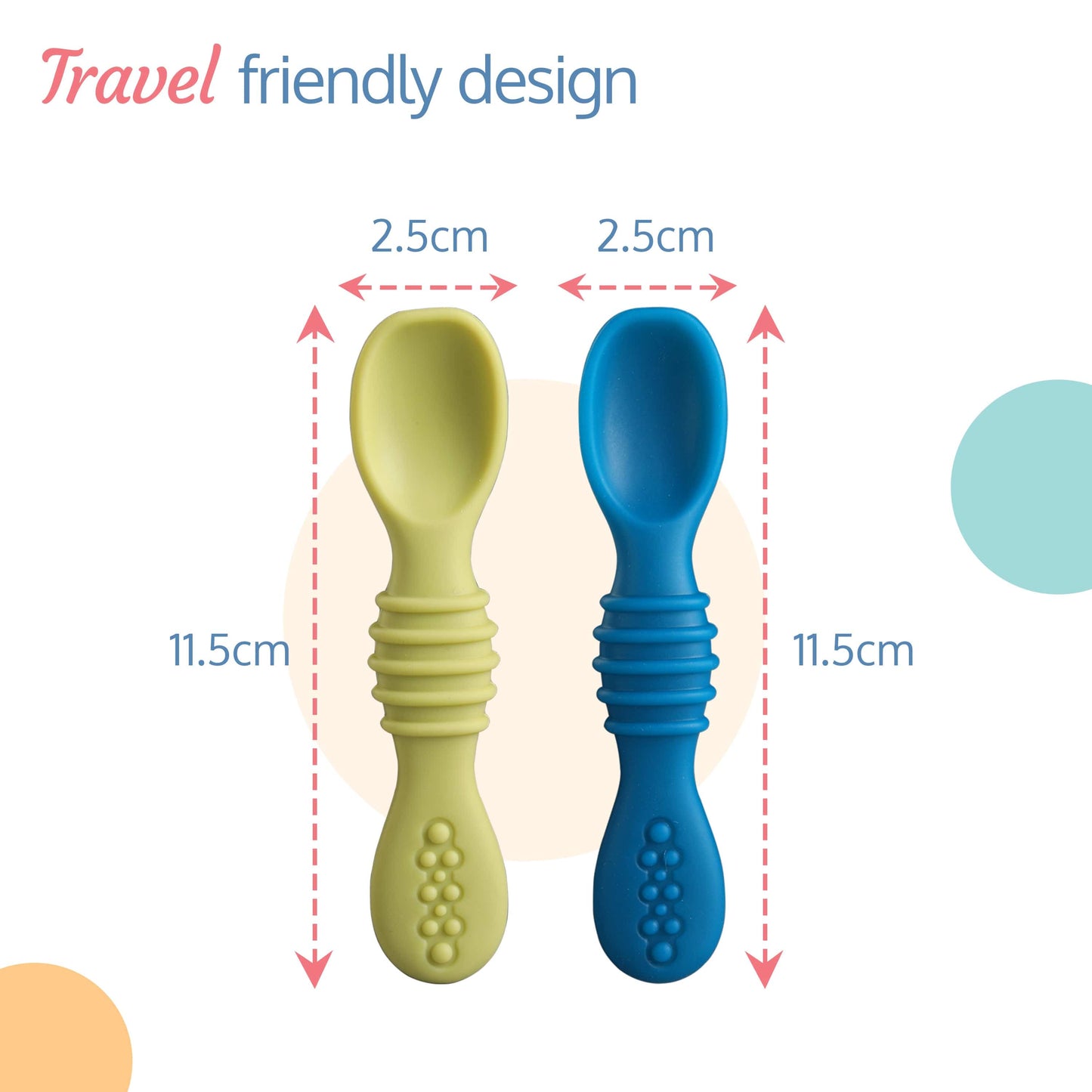 Silicone Baby Led Weaning Spoons Set of 2, Baby Training Spoon, Gum Friendly, BPA Free