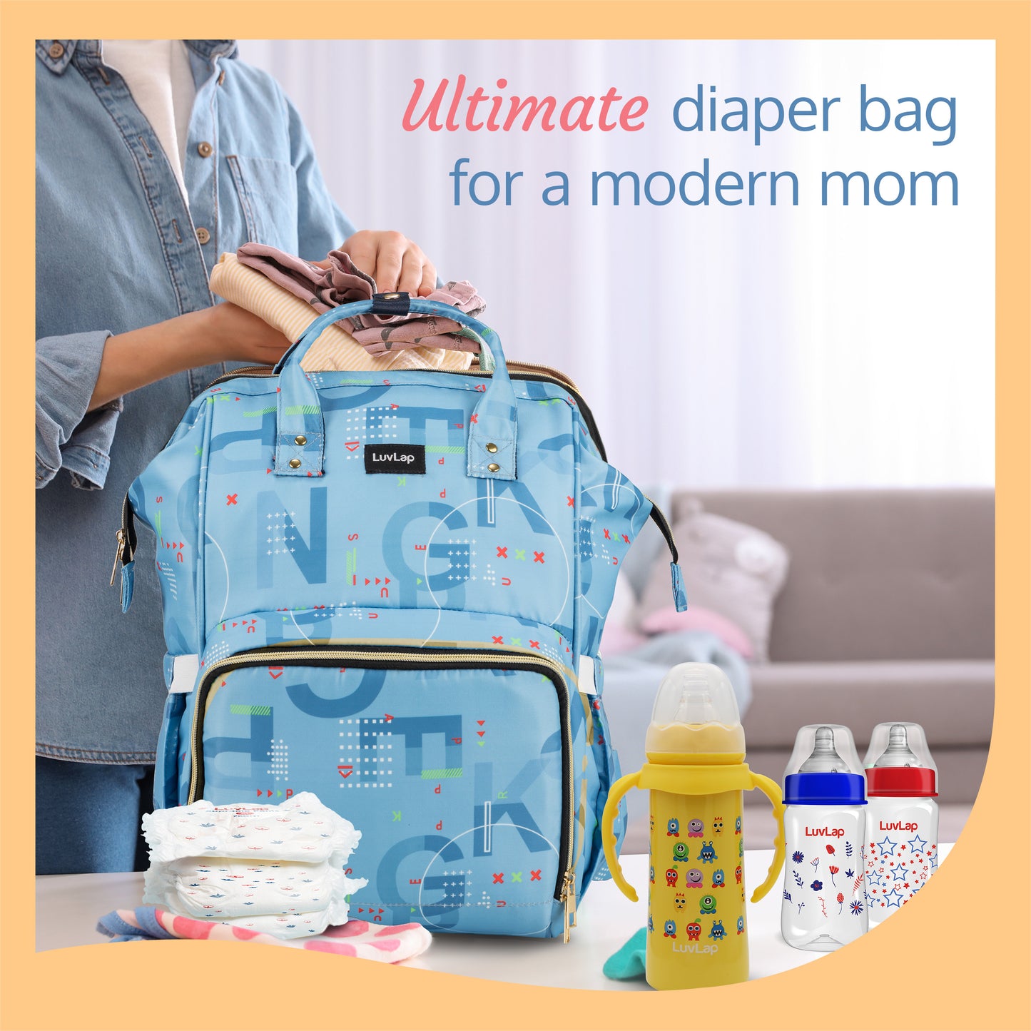 Multifunctional Waterproof Diaper Bag - Blue