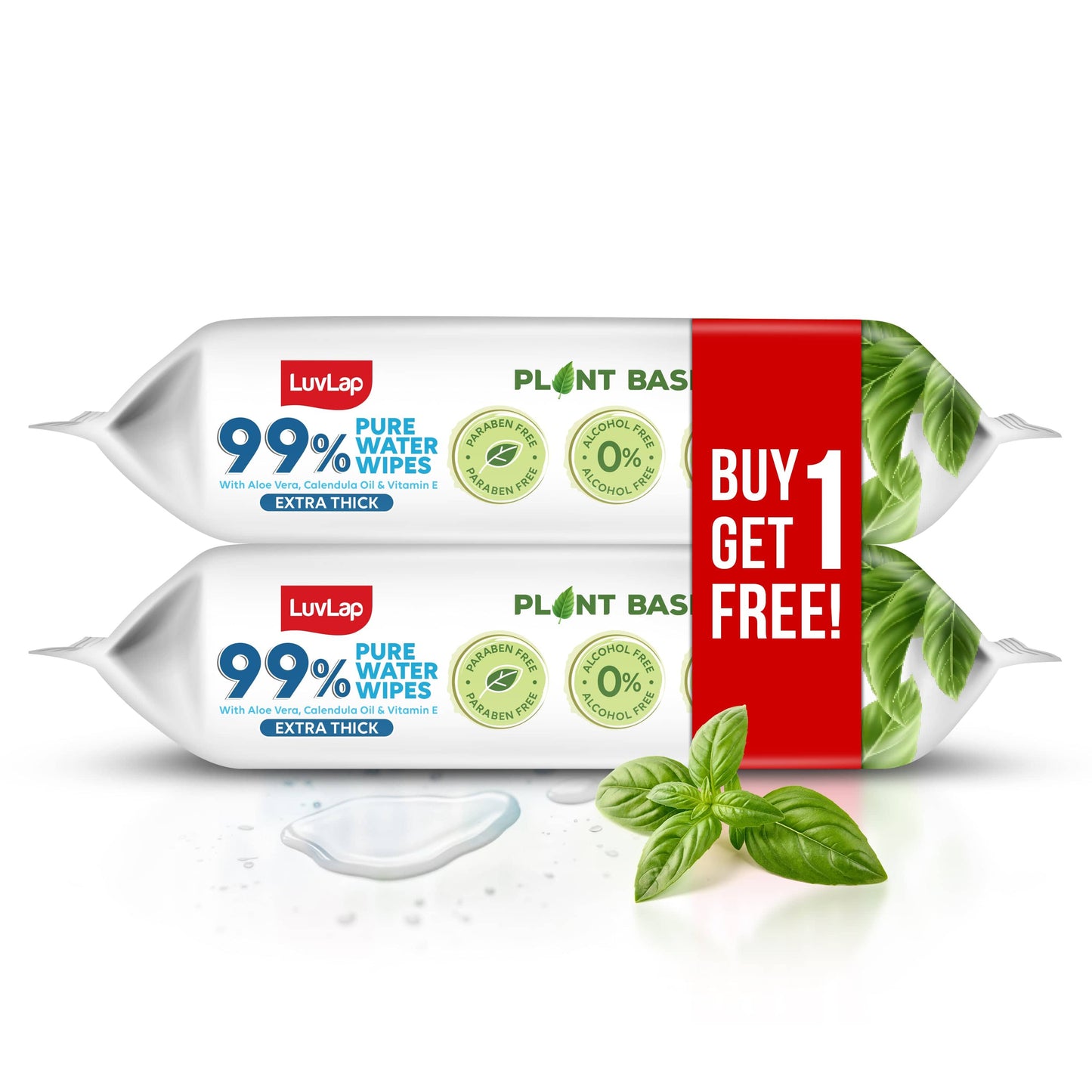 Plant Based 99% Pure Water Baby Wipes,72 Count (Pack Of 2),Extra Thick, Buy 1 Get 1 Free