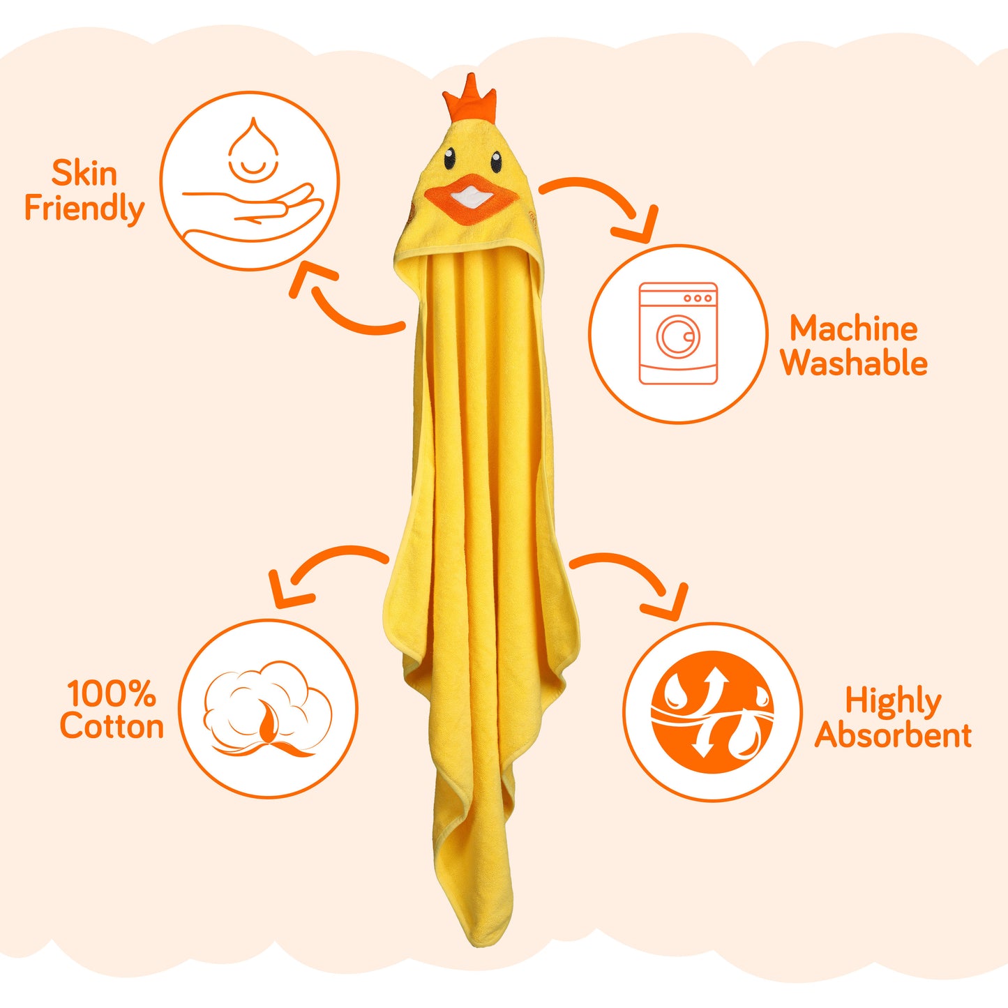 Hooded Baby Bath Towel (Yellow Chicken)