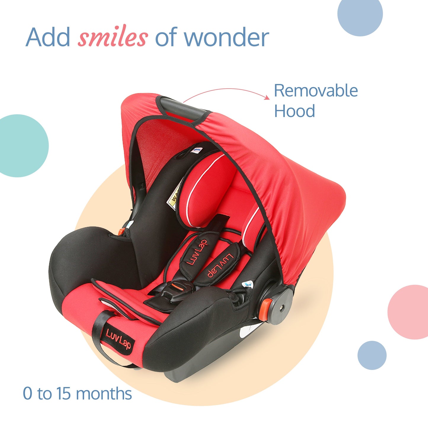 Infant Baby Car Seat Cum Carry Cot, Red
